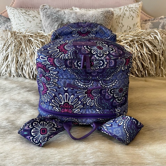 VERA BRADLEY Lilac Tapestry Lighten Up Essentials L Backpack Purple 2016 Pink - Picture 13 of 17